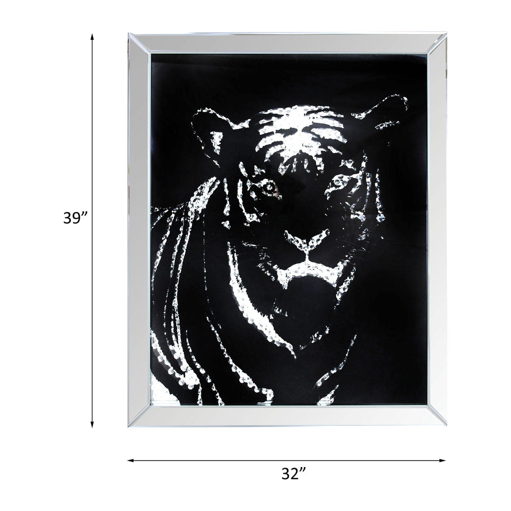 Talisha - Wall Art - Mirrored & Faux Crystal Tiger
