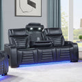 Ephron - Power Motion Sofa With Dropdown Table, Wireless Charging, Reading Light, Power Headrests & LED - Black