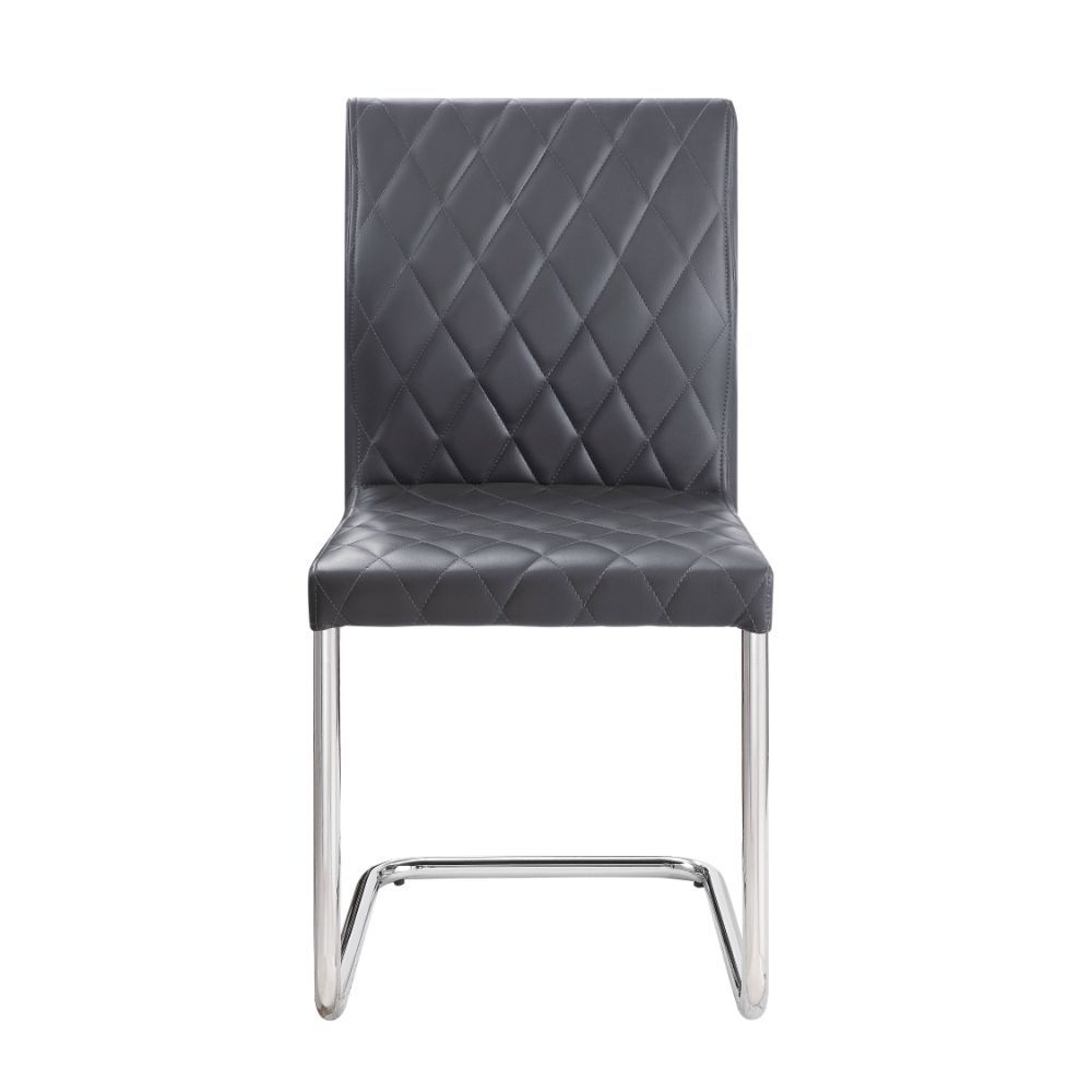 Ansonia - Side Chair (Set of 2) - Gray Synthetic Leather & Chrome