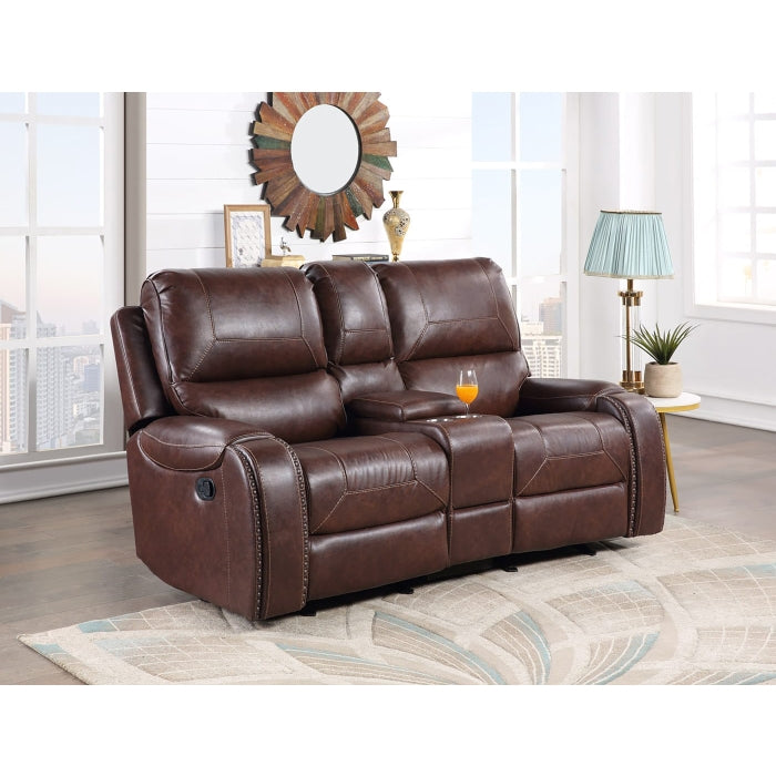 Brown Manual Recliner Rocking Sofa Set w/ USB + Power Outlets (3-Piece)
