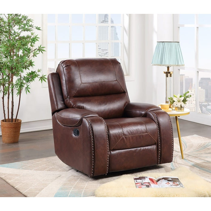 Brown Manual Recliner Rocking Sofa Set w/ USB + Power Outlets (3-Piece)