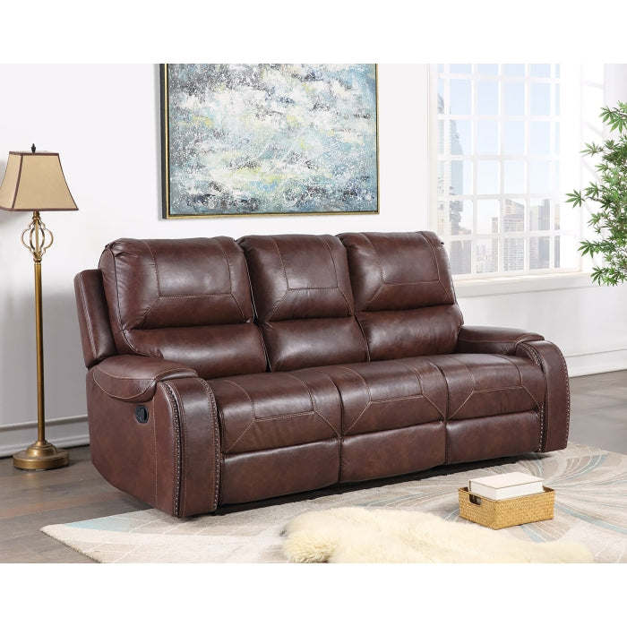 Brown Manual Recliner Rocking Sofa Set w/ USB + Power Outlets (3-Piece)