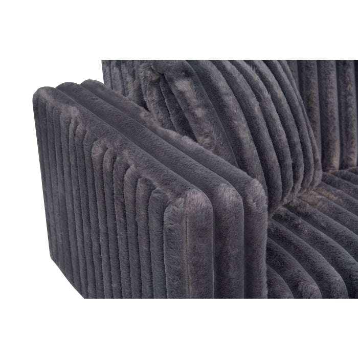 Dark Gray Fabric Reversible Click Clack Sectional Sofa w/ USB & Pillows