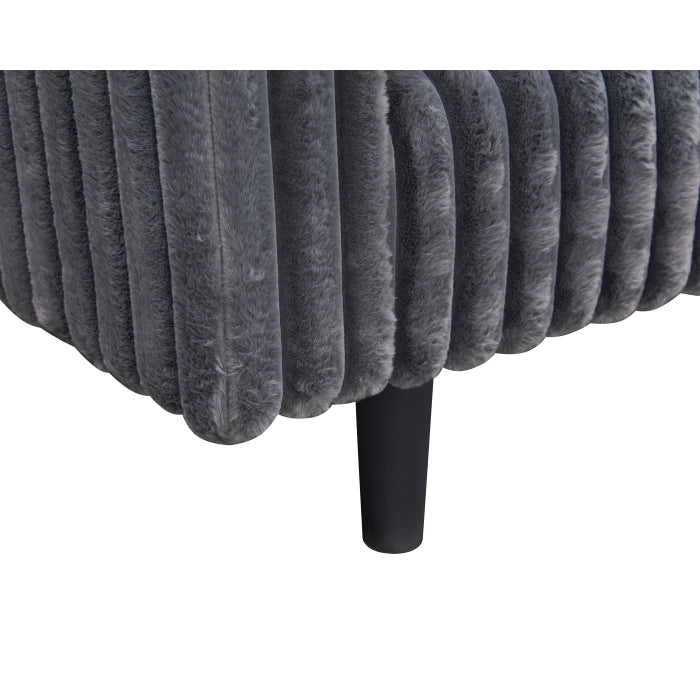 Dark Gray Fabric Reversible Click Clack Sectional Sofa w/ USB & Pillows
