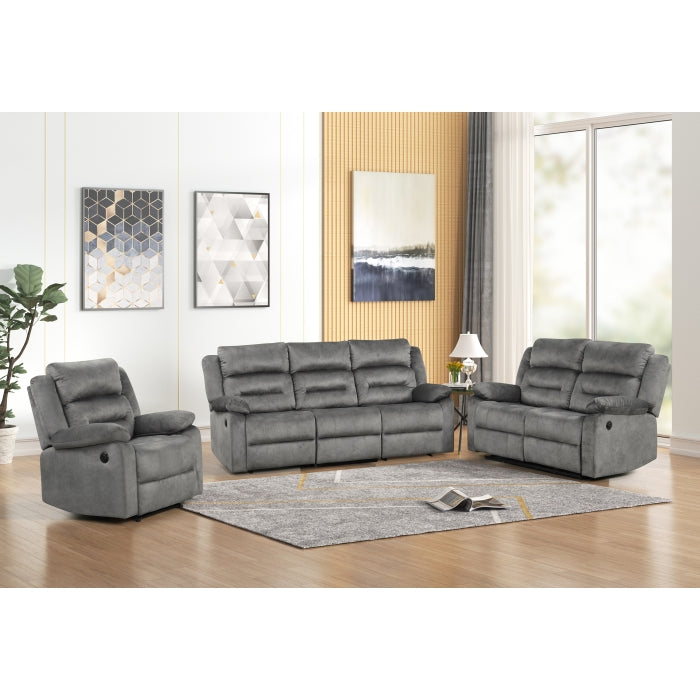Gray Fabric Power Reclining Sofa Set (3-Piece)