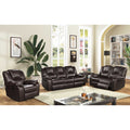 Dark Brown Breathable Air Leather Manual Recliners Sofa Set (3-Piece)