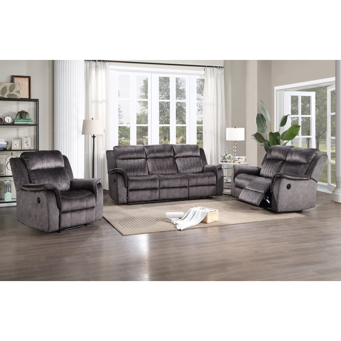 Dark Gray Fabric Power Recliners Sofa Set w/ Drop Down Tray (3-Piece)