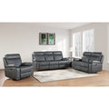 Dark Gray Breathable Air Leather Manual Reclining Sofa Set (3-Piece)