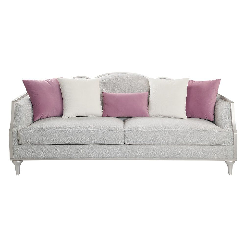 Kasa - Sofa With 5 Pillows - Beige Linen & Champagne