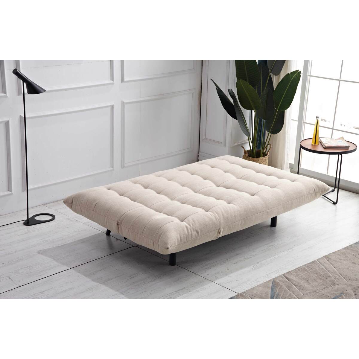 Beige Multi-Functional Click Clack Plush Futon