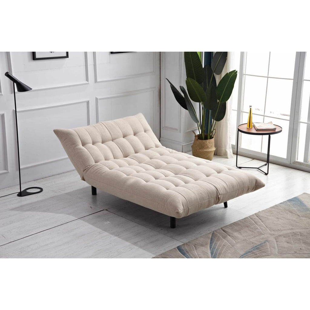 Beige Multi-Functional Click Clack Plush Futon