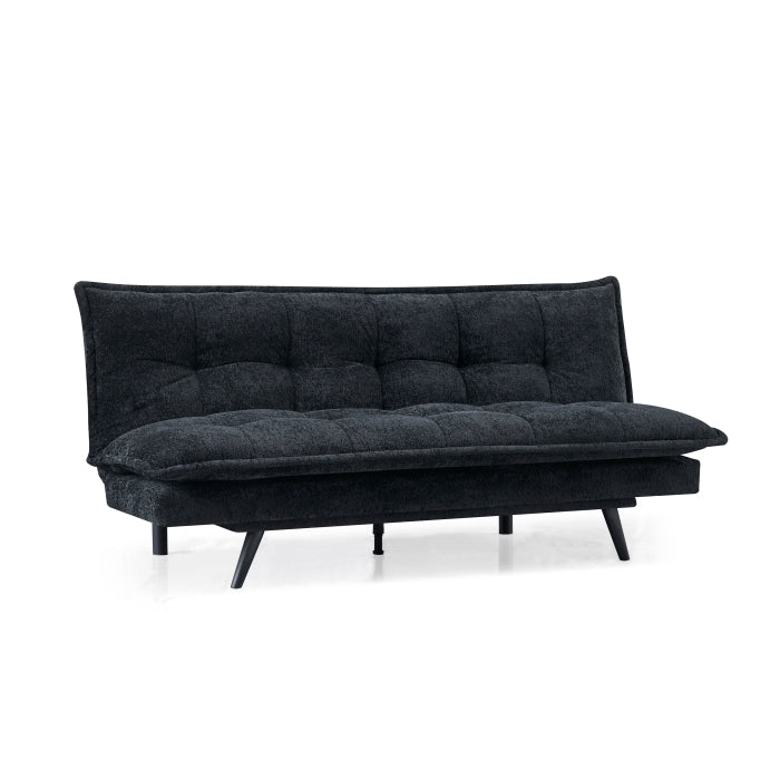 Black Sherpa Multi-Functional Click Clack Plush Futon