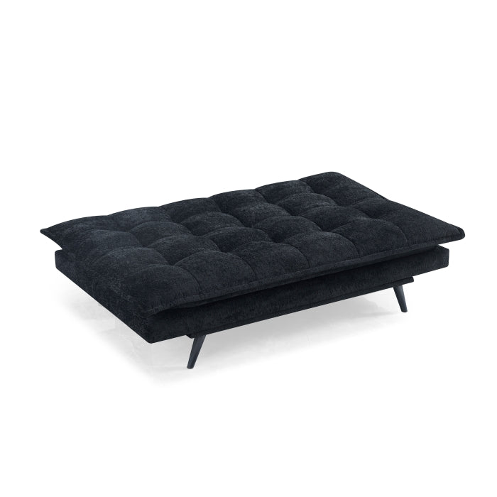 Black Sherpa Multi-Functional Click Clack Plush Futon