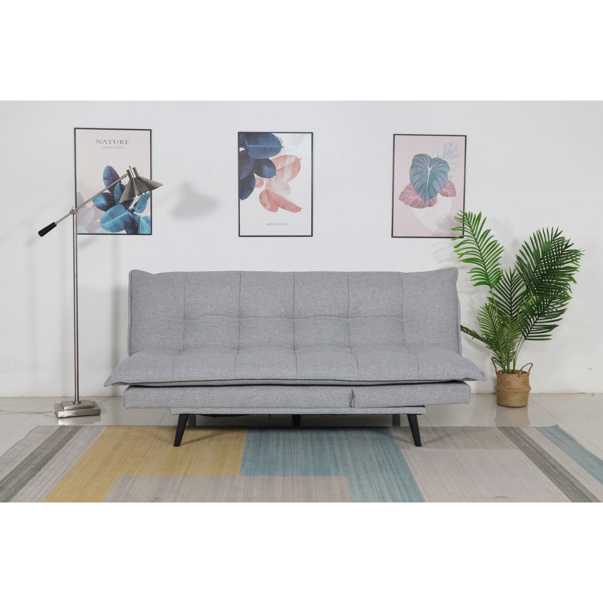 Light Gray Pillow Top Multi-Functional Click Clack Futon