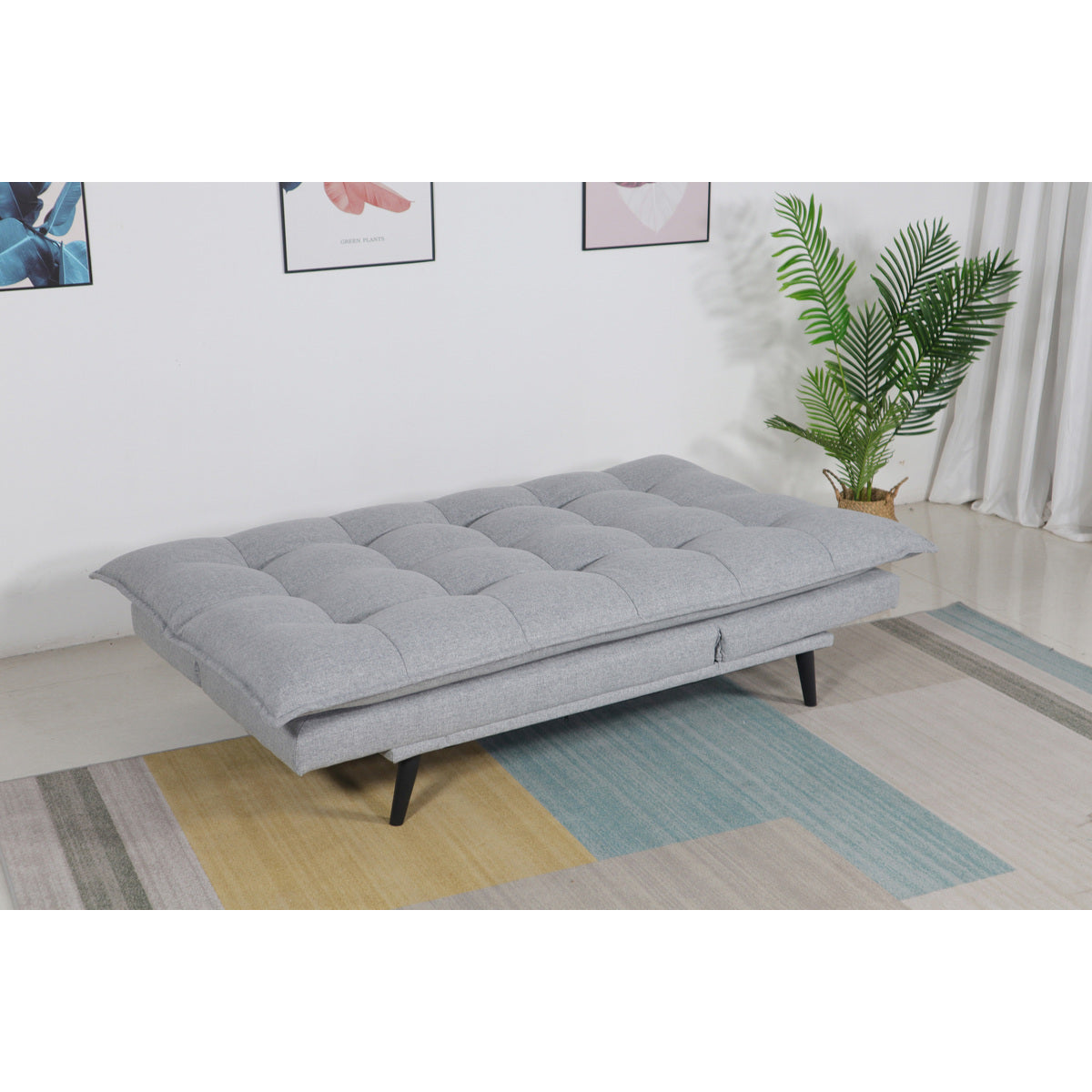 Light Gray Pillow Top Multi-Functional Click Clack Futon