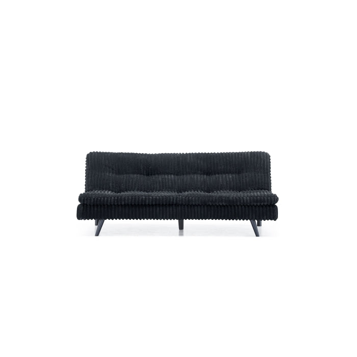 Black Corduroy Pillow Top Plush Futon Bed