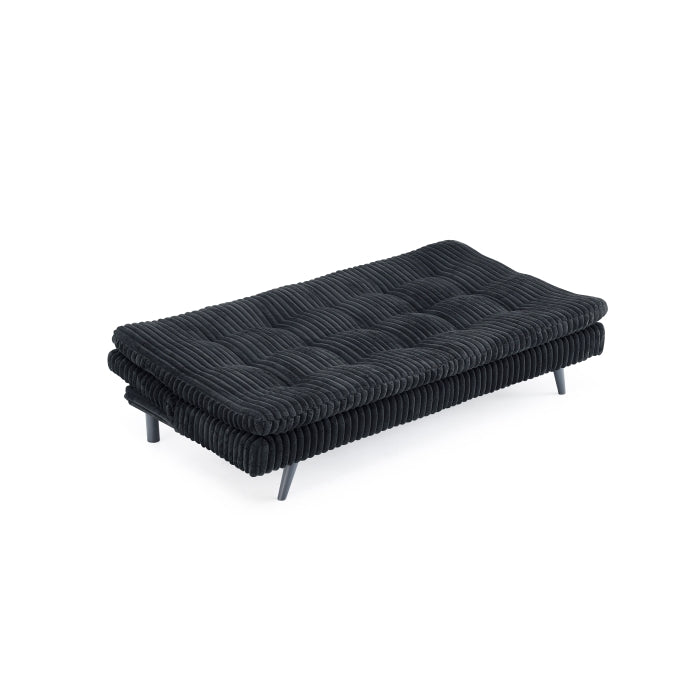 Black Corduroy Pillow Top Plush Futon Bed