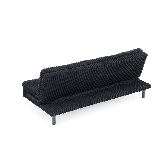 Black Corduroy Pillow Top Plush Futon Bed