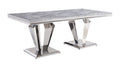 Satinka - Dining Table - Light Gray Printed Faux Marble Top & Mirrored Silver