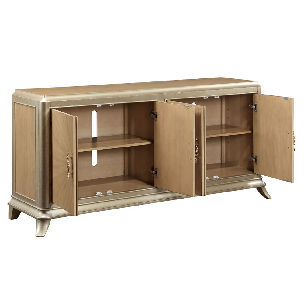 Dodie - Console Cabinet - Natural Oak Sunburst Pattern & Taupe Champaign