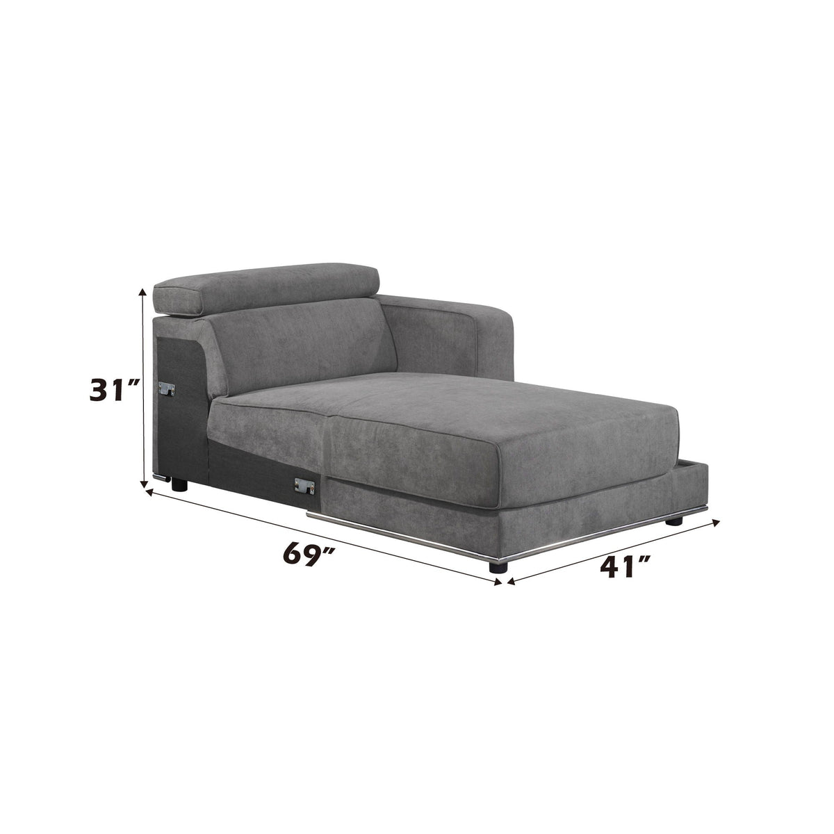 Alwin - Modular Rf Chaise - Dark Gray Fabric