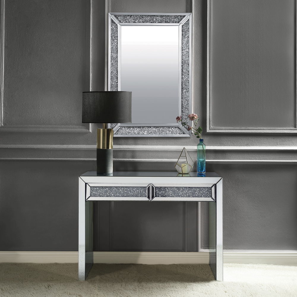 Noralie - Console Table Faux Diamonds - Mirrored