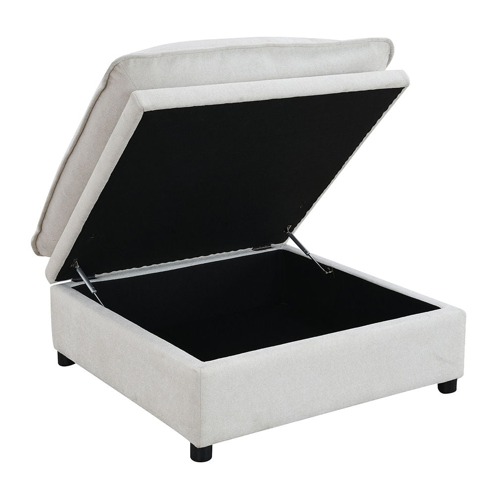 Marisa - Modular Ottoman With Storage - Beige Boucle