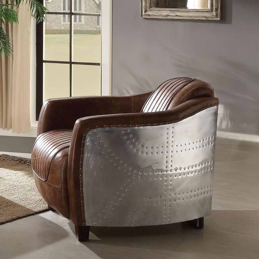 Brancaster - Chair - Retro Brown Top Grain Leather & Aluminum