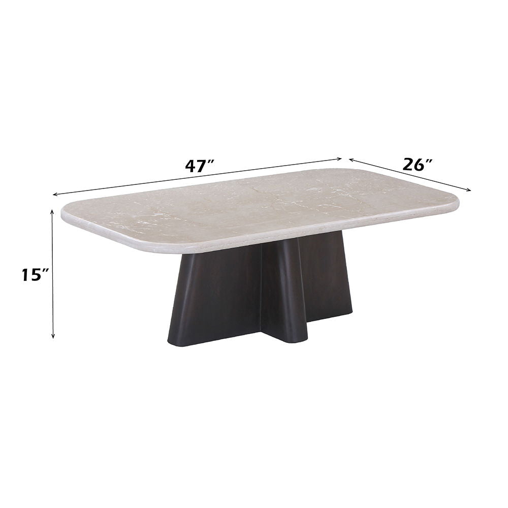 Jacory - Coffee Table With Bottocino Marble Top - Espresso