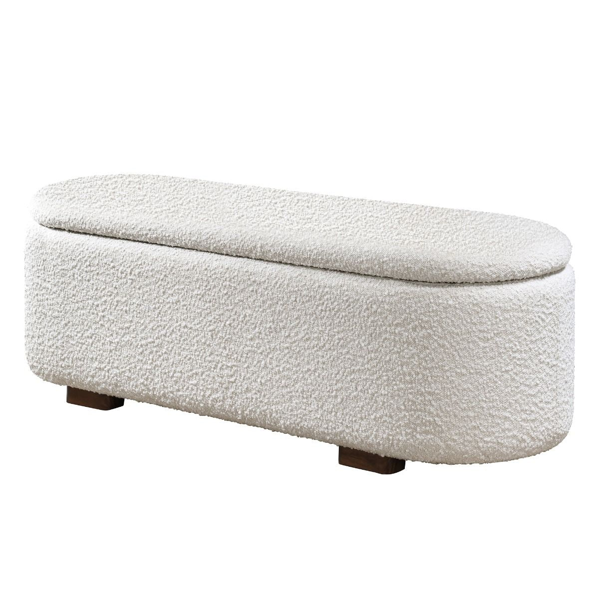 Sandro - Bench With Storage - Beige Boucle & Walnut
