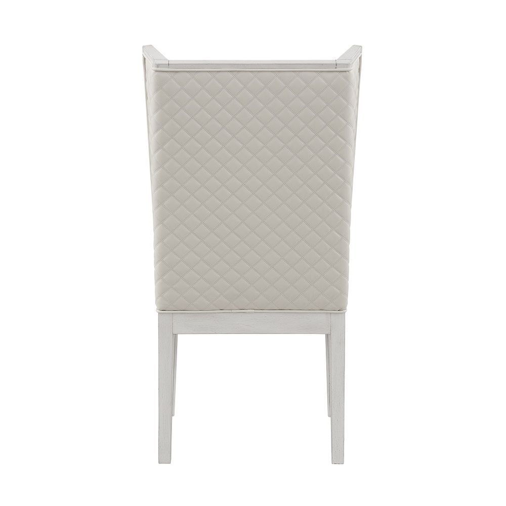 Katia - Hostess Chair (Set of 2) - Light Gray Linen & Weathered White