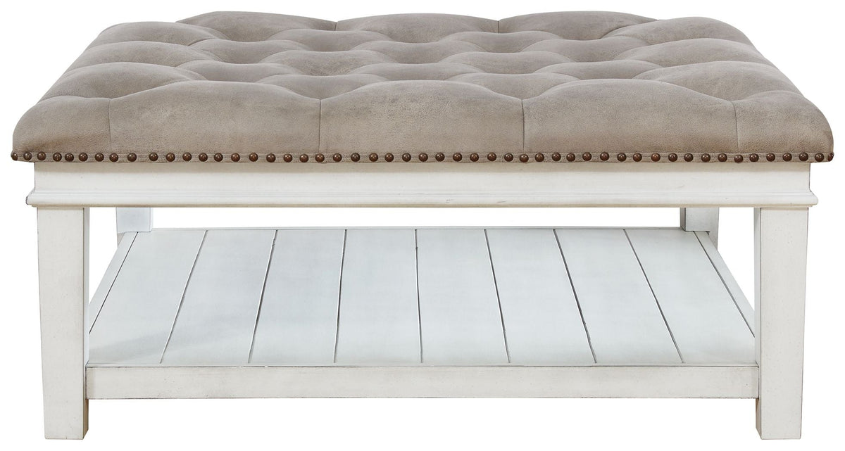 Kanwyn - Uph Ottoman Cocktail Table - Whitewash