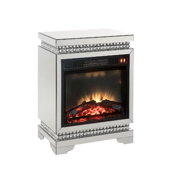 Lotus - Fireplace - Mirrored & Faux Ice Cube Crystals