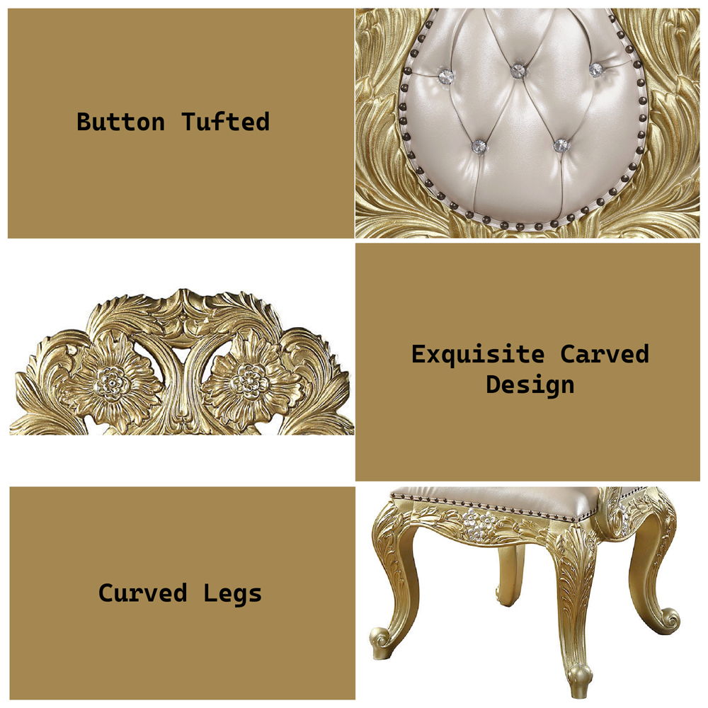 Cabriole - Arm Chair (Set of 2) - Light Gold Synthetic Leather & Gold