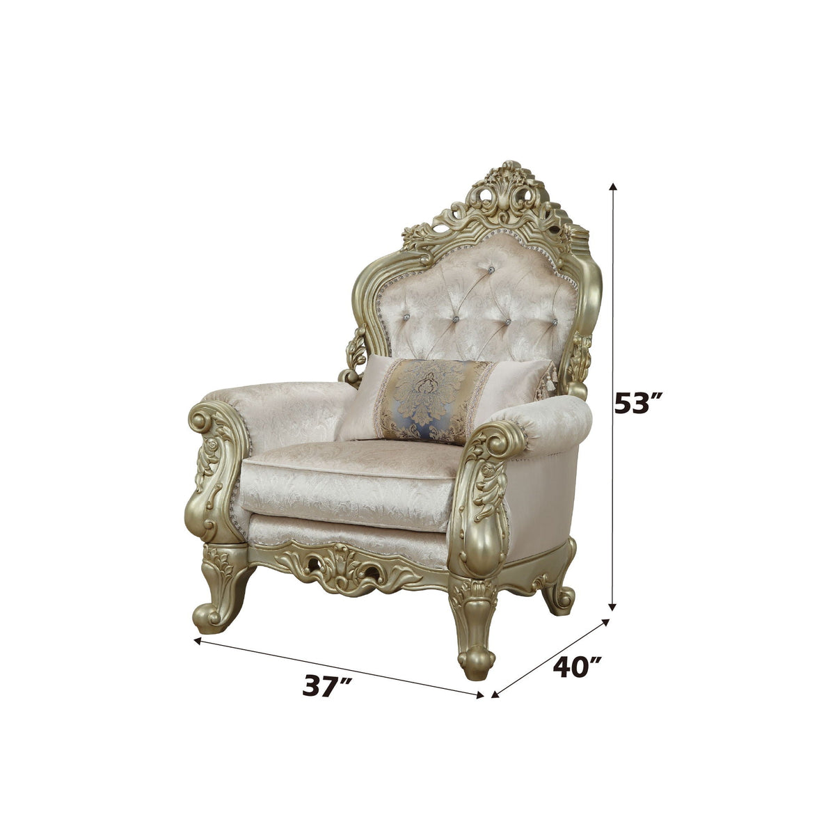 Gorsedd - Chair With Pillow - Fabric & Golden Ivory