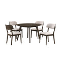 Rex - 48" Round Dining Table & 4 Open Back Chairs - Walnut Brown