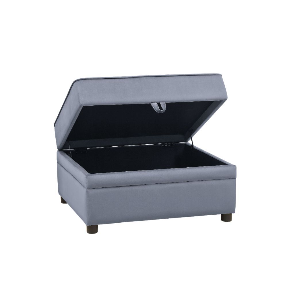 Bois II - Ottoman With Storage - Gray Velvet