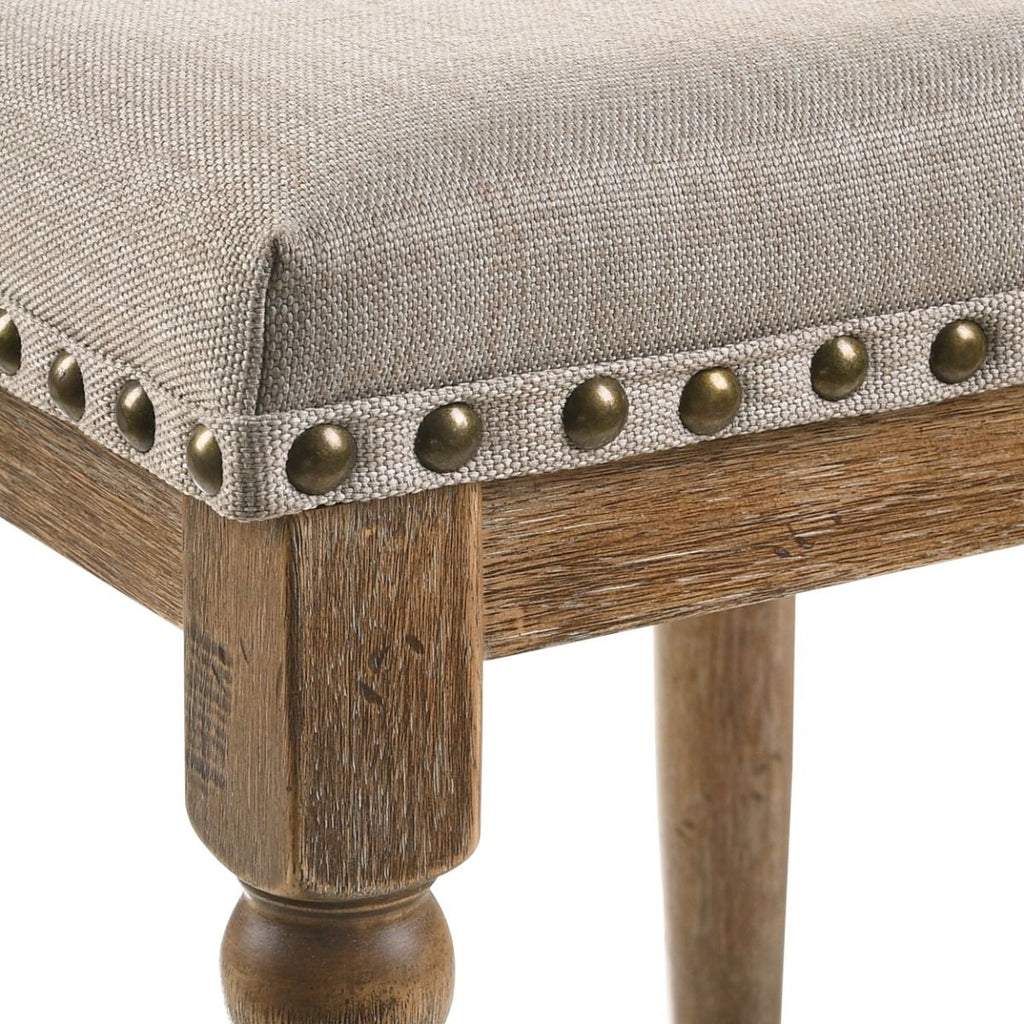 Farsiris - Counter Height Stool (Set of 2) - Beige Fabric & Weathered Oak