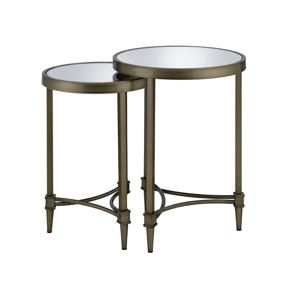 Aditya - Nesting Table - Mirrored & Antique Brass