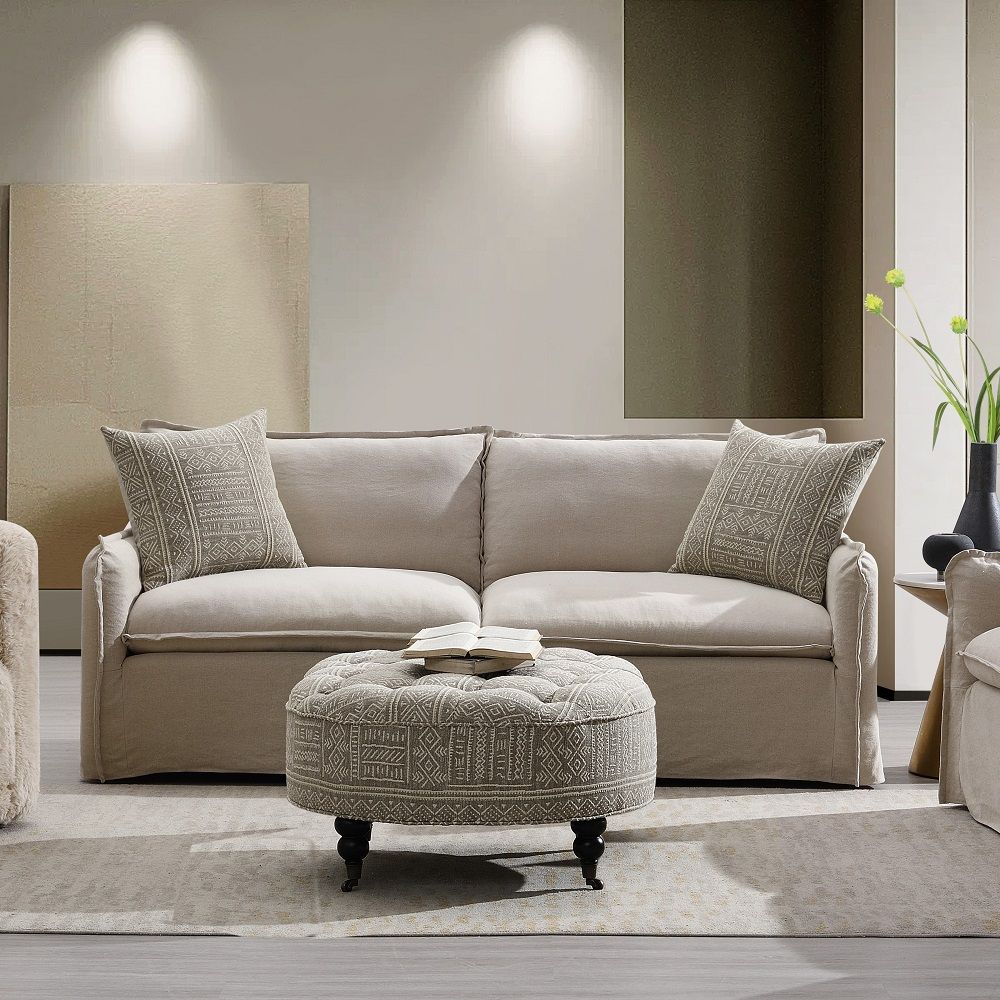 Upendo - Sofa With 2 Pillows - Beige Linen
