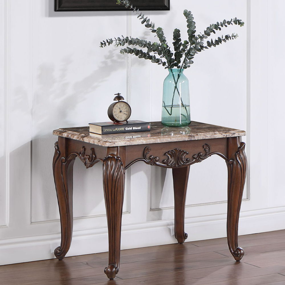 Nayla - End Table - Natural Marble Top & Cherry