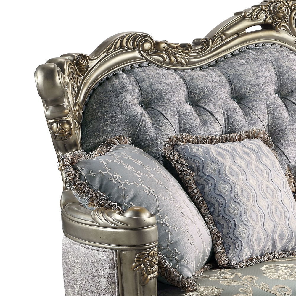 Miliani - Sofa With 5 Pillows - Fabric & Antique Bronze