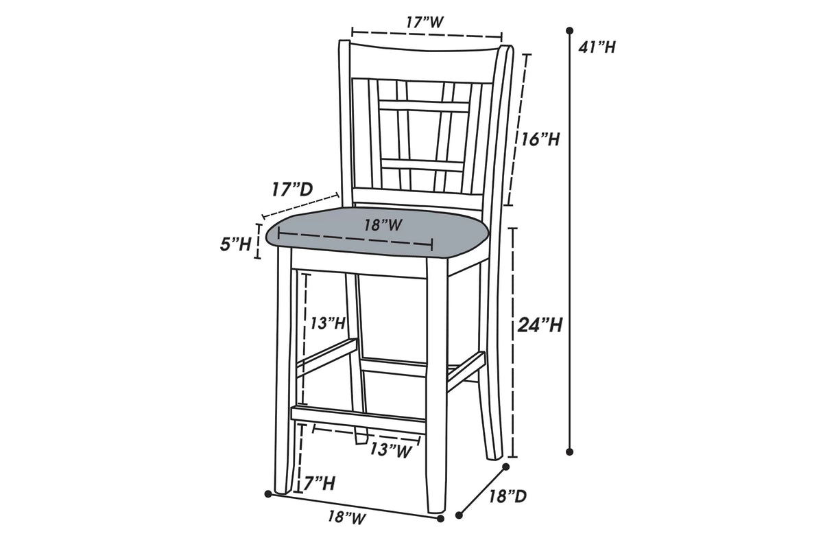 Counter Height Chair – Walnut (Set of 2) (F1205)