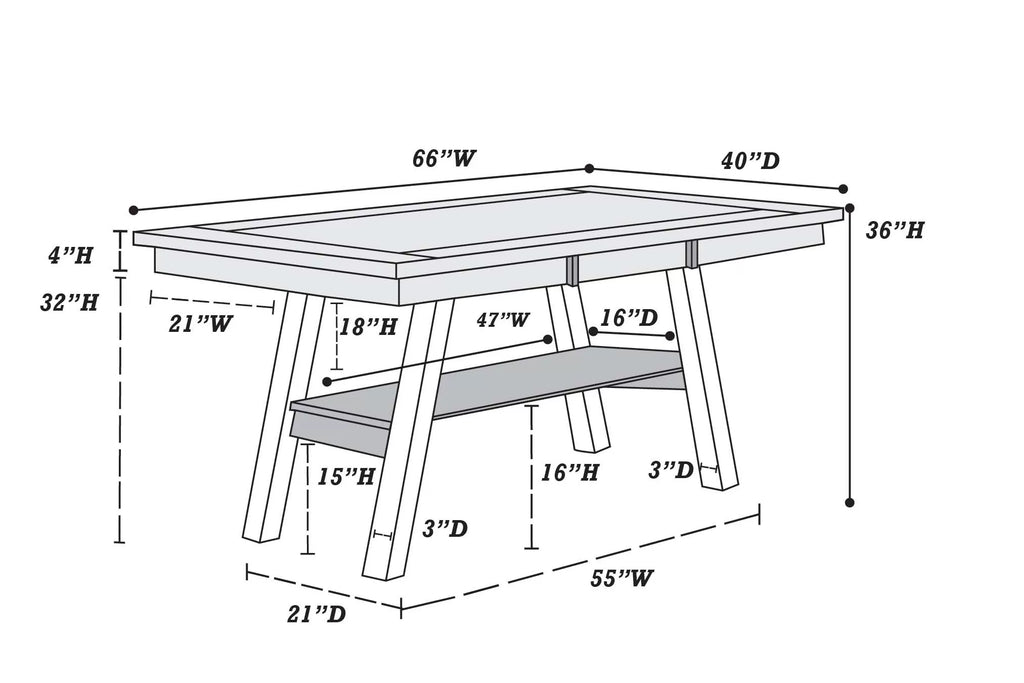 Dining Table – Under-Table Shelf (F2271)
