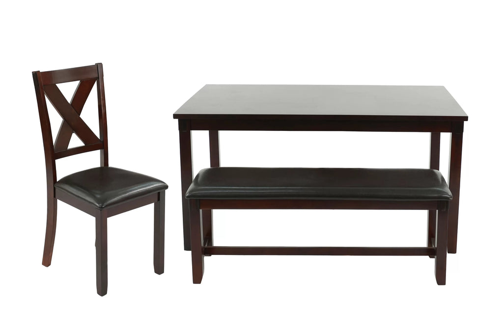 6-Piece Dining Set – Table + 4 Chairs + Bench – Espresso (F2297)