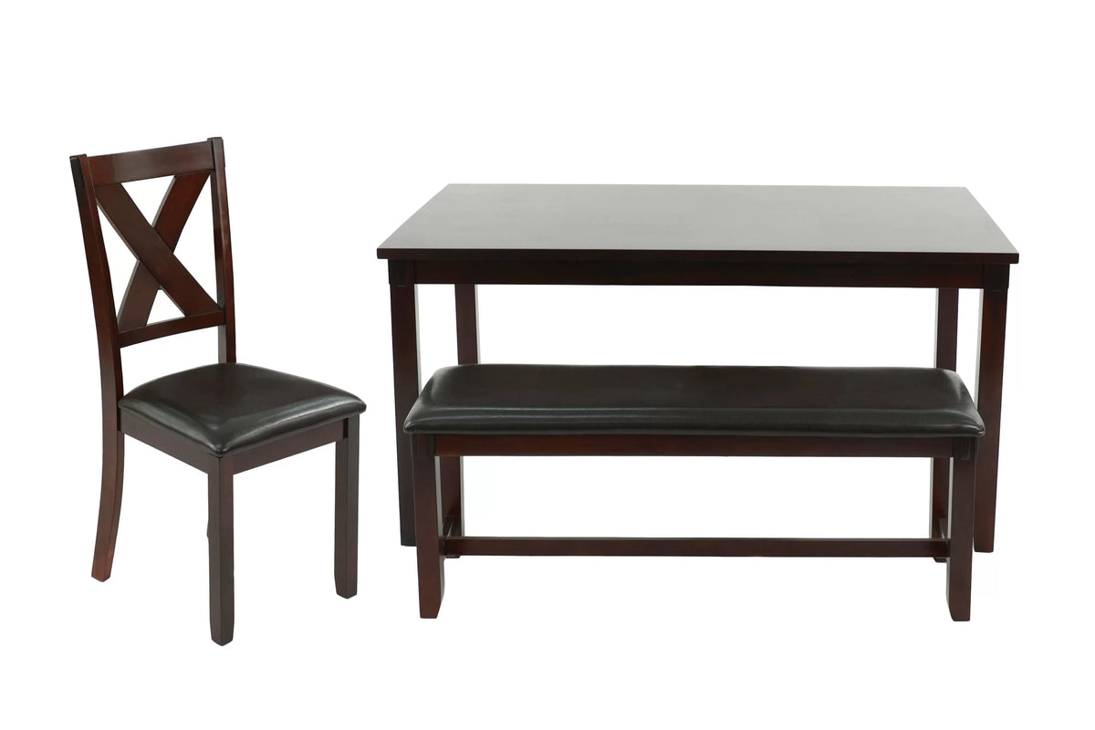 6-Piece Dining Set – Table + 4 Chairs + Bench – Espresso (F2297)