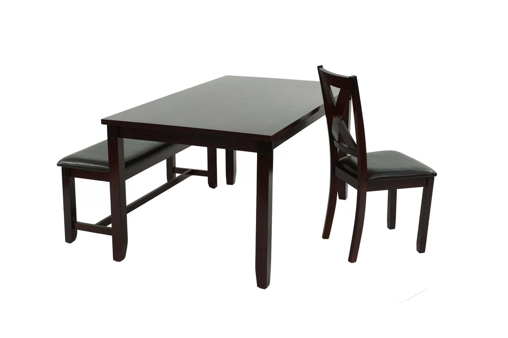 6-Piece Dining Set – Table + 4 Chairs + Bench – Espresso (F2297)