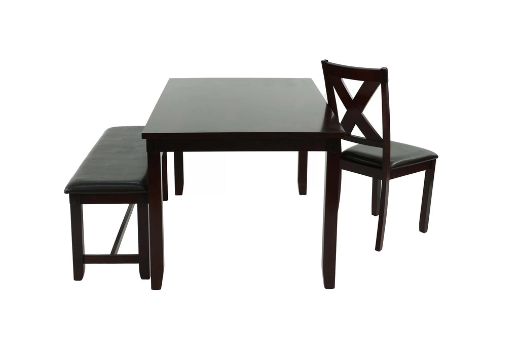 6-Piece Dining Set – Table + 4 Chairs + Bench – Espresso (F2297)