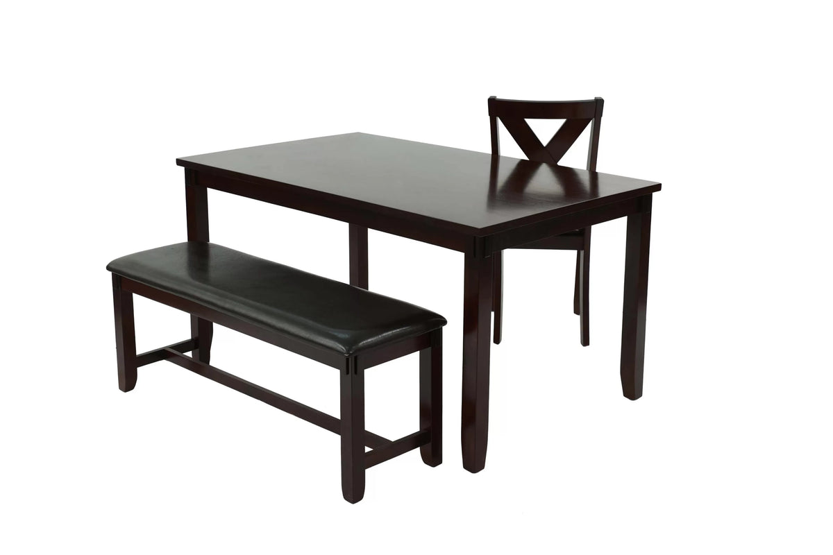 6-Piece Dining Set – Table + 4 Chairs + Bench – Espresso (F2297)