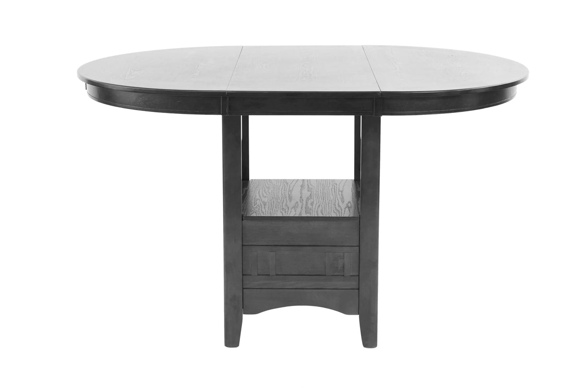 Counter Height Table – Built in Leaf + Under-Table Shelf – Gray (F2401)